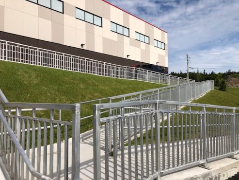 Kenmount Community Center Wheelchair ramp Aluminum guardrails and handrails by Steelfab